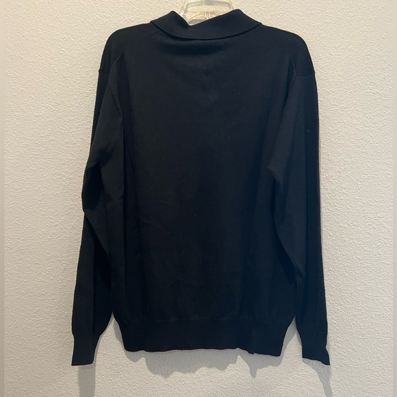 Tuscany Mens Merino Wool Black Sweater Polo Collar 2 Button Neck Size M Soft - Picture 5 of 5